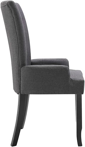 Miniatura 5 de Sillas de comedor de tela gris oscuro de 6 piezas con reposabrazos, marco de madera de roble macizo, sillas de cocina modernas para comedor, sala de