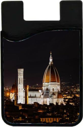 Island Gifting Neoprene Stick-on ID Card Holder for iPhone/Galaxy/Google Android Cases Featuring Image of Basilica at Nighttime in Belgium