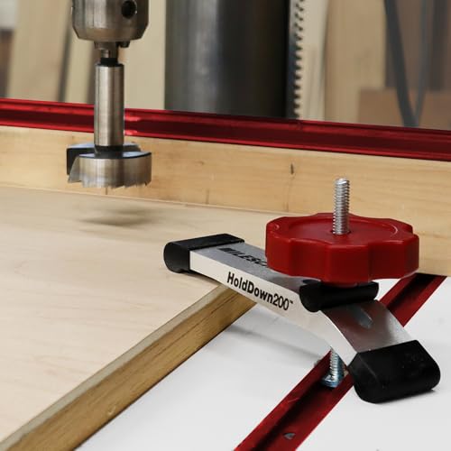 Image of Milescraft 4036 Hold Down 200 2 Pack T-Track Hold Down Clamp. 5-1 /4 inch L x 1-1 /4 inch W, Anodized Heavy Duty T Track Clamps for Woodworking