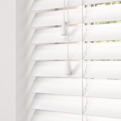 eXtreme Faux Wood Venetian Blinds for Windows – 50mm Slat Size, 195cm Width x 180cm Height – Perfect for Bedrooms, Bathrooms, or Kitchen Windows