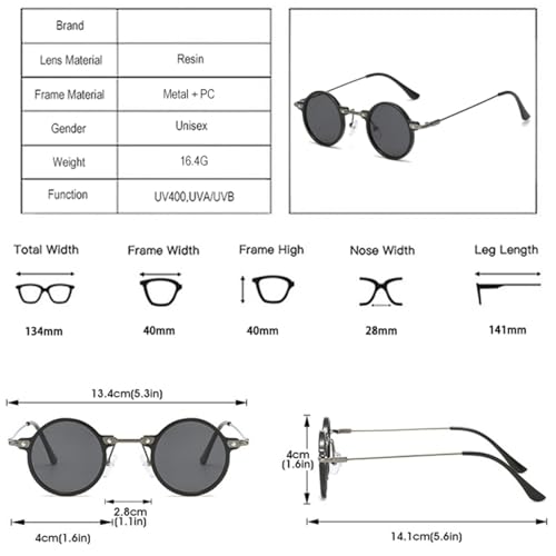 Lunettes de soleil rondes steampunk gris léopard UV400