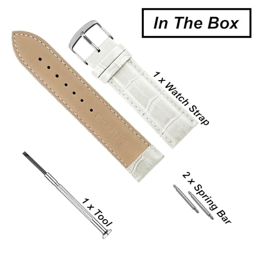 Image of DBLACK ''HIKRO'' Leather Watch Strap, Bamboo Design Full Padded Watch Belt / / For 18mm, 20mm, 22mm, 24mm, or 26mm Watch Band (Choose Your Size & Color)