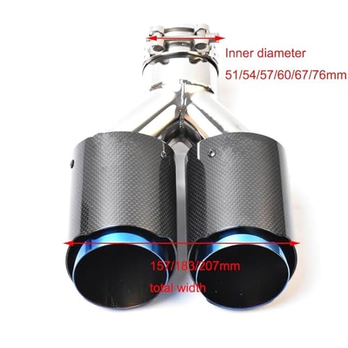 Embouts d'échappement double universels pour modification auto carbone 63mm