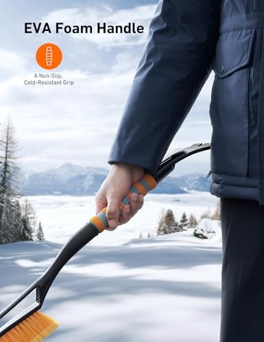 AstroAI 27" 2-in-1 Detachable Snow Brush & Ice Scrapers for Car Windshield - 4