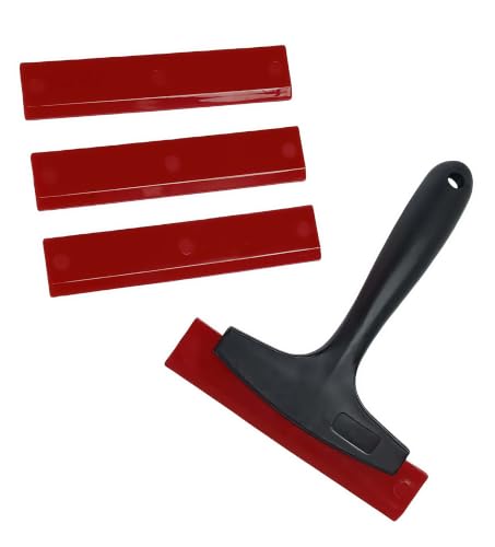 Image of 4 Pack 5.5 inch Double Edge Squeegee Blades for Window Shower Windshield | Non-slip long handle design | All purpose for windows, windshields, tiles, mirrors & shower cleaning