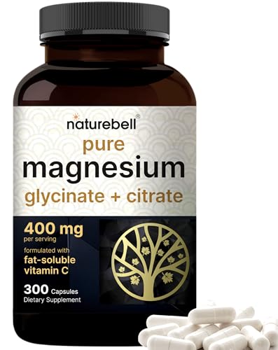 Magnesium Complex 400mg, 300 Capsules | Glycinate, Citrate | Chelated & Purified | Bone, Heart & Digestion Support | Non-GMO
