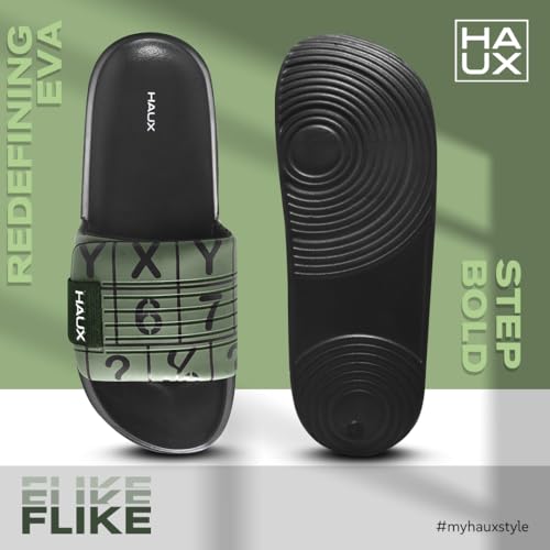 Image of HAUX Stylish Men's Sliders - Comfortable Slip-On Sandals with Modern Look | Lightweight, Durable, and Comfortable Footwear for All-Day Wear