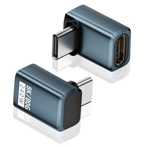 Poyiccot USB C L�� �ϊ��A�_�v�^�A240W/48V/5A�����[�d�A80Gbps�����`�� USB4.0 L�� USB C �����A�_�v�^�A8K@60Hz�f���o��USB Type C �����A�_�v�^�AThunderbolt 5/4�Ή� MacBoo