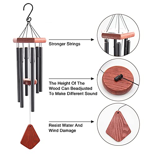 Small Wind Chimes For Outside, Wind Chimes Outdoor Tuned Soothing Melody, Sympathy Wind Chimes For Mom/Housewarming, Black Windchimes Outdoors Decoration. #TOP2