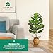 MOSADE Artificial Fiddle Leaf Fig Tree 37Inch Fake Potted Ficus Lyrata Plant with Handmade Seagrass Basket, Perfect Faux Plants Home Décor for Indoor Outdoor Office Porch Balcony Bedroom Bathroom Gift