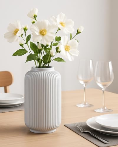 Vase blanc en céramique de 20cm, idée cadeau déco maison