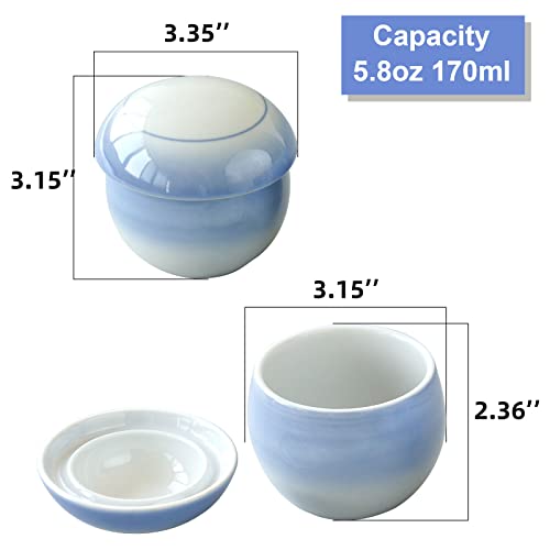 Cinf Japanese Snack 6 Oz Set Of 2 Stew Pot With Lid Steam Cuisine Ceramic Serving Soup Bowls Custard Bowl Cup For Egg Vegetable #TOP2