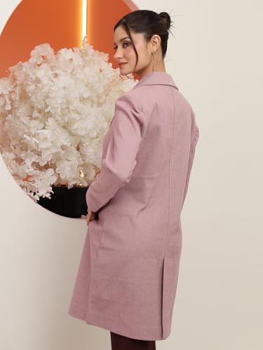 Image of CHKOKKO Women Chic Winter Coat Single Breasted | Knee Length Design with Buttoned Closure and Practical Front Side Pockets for Stylish and Comfortable Wear