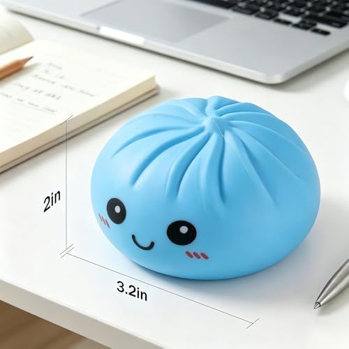 Dumpling Squishies, Glitter Dumpling Mystery Box, Colorful Dumplings Stress Balls Fidget Sensory Toy, Stocking Stuffers with Food Steamer Stretchy Desk Toys (Blue) - View 4