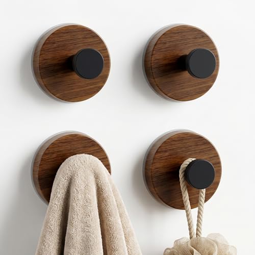 4 Pack Suction Cup Hooks for Shower, Adhesive Reusable Shower