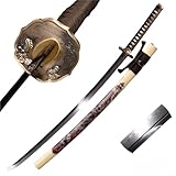 SAMASUYO 41'' T10 Steel Clay Tempered Katana, Razor Sharp Edge Handmade Japanese Samurai Sword, Full Tang Blade Katana Real Hamons for Martial Arts & Collectors (Warroir Unkubi Zukuri)