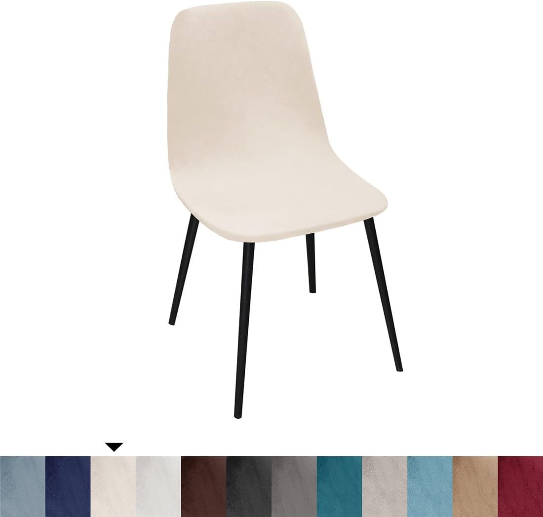 6 Pack Velvet Shell Chair Cover Mid Century Modern Armless Curved Chair Slipcovers for Office Kitchen Room Furniture Protector