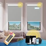 Picture of DENFOON Motorized Roller Shades, Solar Powered, Blackout, Gray, 46 x 72 inches