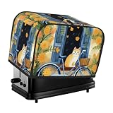 Funda para tostadora de pan con diseño de gato y bicicleta, tamaño universal, para 2 rebanadas, regalo para mujer