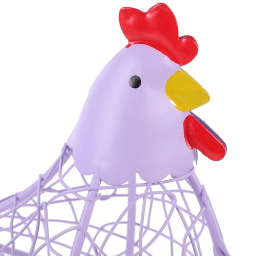 Cesta para huevos con forma de gallina de hierro Angoily para organizar la cocina 4