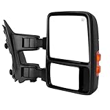 DWVO Side Towing Mirrors Compatible with 2008-2016 Ford F250 F350 F450 F550 Super Duty, Right Passenger Mirror with Power Heated Manual Folding Turn Signal Black