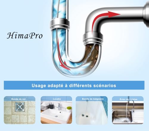 HimaPro Furet de Plomberie à Tambour 0,6 cm x 7,5 m avec Adaptateur pour Perceuse | Furet Déboucheur Flexible Haute Résistance | Déboucheur de Canalisations pour Salle de Bain, Évier et Douche – vue 3