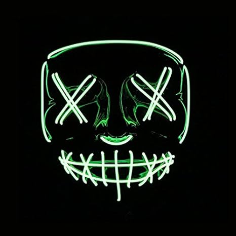 lorenory maske halloween party masken masken neon maske licht leuchtet im dunkeln mascara horror maska leuchtende masker purge grun amazon de spielzeug