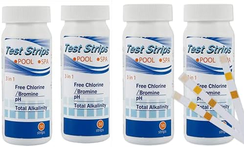 200pcs swimming pool PH testing Strips Kit 3 IN 1 Chlorine Dip Test Papers Paddling Lazy Spa Dipping Hot Tubs Water Testing Strip Easy Quick Detect PH for Chlorine PH and Alkalinity Testing 4 Bottles