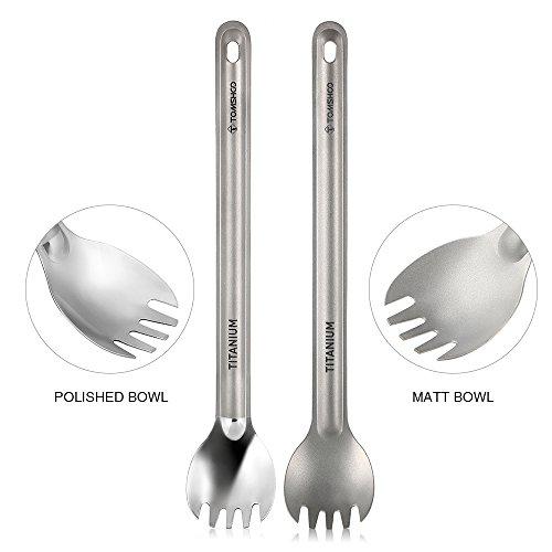 DECDEAL Tomsho titanium long handle spork ao ar livre portátil matte acabamento jantar spork cutlery