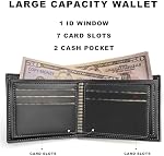 Slim Wallet for Men,Bifold Credit Card Holder Wallet with 8 Slots and ID Window,Mens Leather Wallet with Zippered Coin Pocket