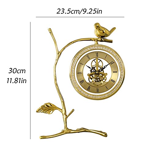 Reloj de mesa con forma de pájaro de cobre estilo nórdico para escritorio 3