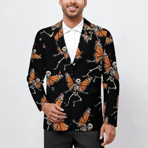 Skull Gothic Butterfly Men's Blazer Printed Button Suit Jacket Slim Sport Coat Blazers2