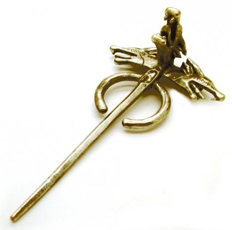 Image of Yellow Chimes Game of Thrones Daenerys Targaryen Three-Headed Dragon Brooch