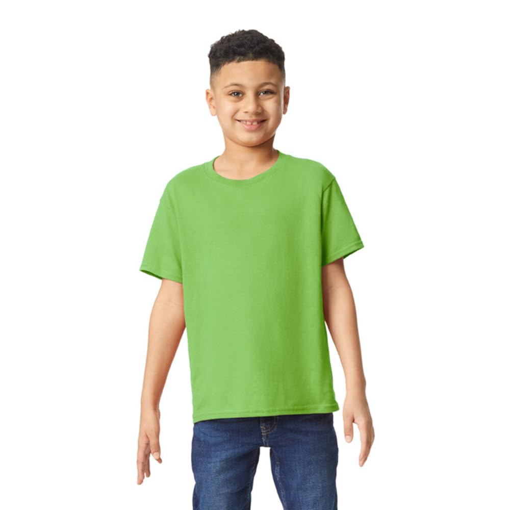 Gildan Big Boys' Heavyweight Taped Neck Comfort T-Shirt, Medium, Lime