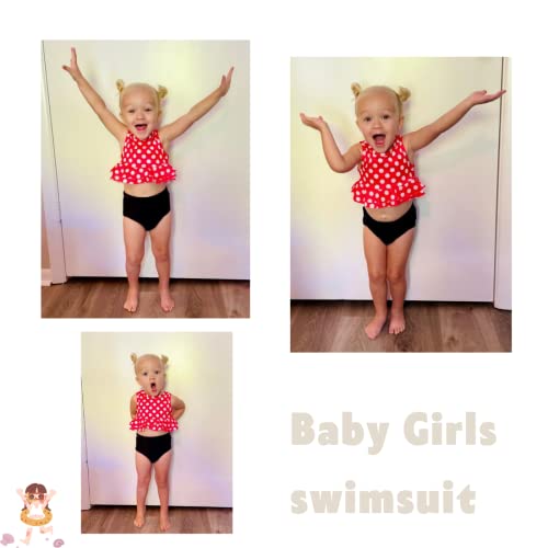 Toddler Little Girls Swimsuit Two Piece Mouse Ruffle Bathing Suit Bikini Tops Bottoms Swimming Suit Swimwear Beach Wear Polka Dot 4T - 5T #TOP1