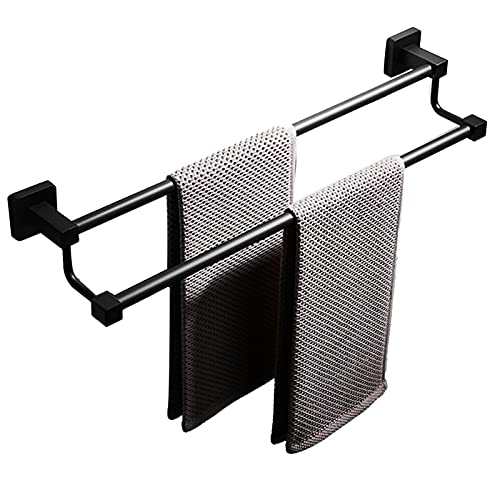 Porte-serviettes double pour optimiser le séchage des serviettes humides noir 40cm