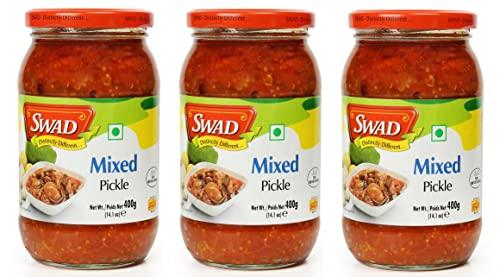 Image of SWAD Delicious and Tangy Mango, Lemon, Green Chillies, Carrot, Kerda Mixed Pickle /Mixed Achar - 400 gm Each | Pack of 3