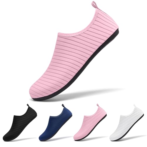 Racqua Lightweight Men Slip On Sea Breathable Aqua Boat Women Beach Surfing Swim Water Shoes Pool Outdoor Quick Dry Diving Shoes Pink 5-6 Women/4-5 Men