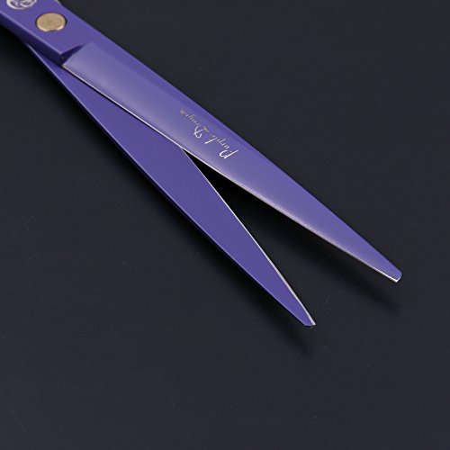 Purple Dragon 8.0 inch Professional Dog Grooming Hair Cutting Scissor &Curved Scissor&Chunker Shear Kit with Bag - for Pet Groomer or Family DIY Pet Use - Thumbnail 3