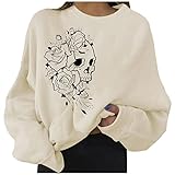 Halloween Sweatshirt Damen Oversized,Pullover Häkeln Raf Camora Pullover Pullover Cropped Damen Pullover Weihnachten Familie Winter Pullover Women Damenpullover Damen Cola Pullover(E-Beige,XXL)