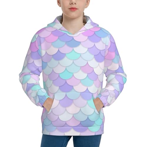 Rainbow Scales Kids Pullover Hoodies Boys Sweatshirts Girls Athletic Clothes with Pocket