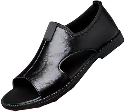 Dress Sandals for Men, Open Toe Sandals for Men - Polished Leather Slip-On, Lightweight Casual Summer Slide