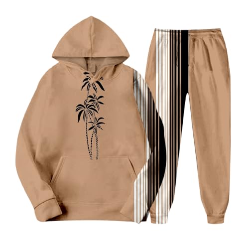 Men's Tropical Pattern Sets 2 Piece Long Sleeve Hooded Sweatshirt and Sweatpants Outfits Fitness Training Tracksuit Plus Size3