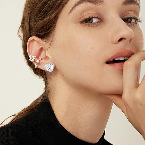 Aretes clip en forma de corazón para mujer miniatura 3