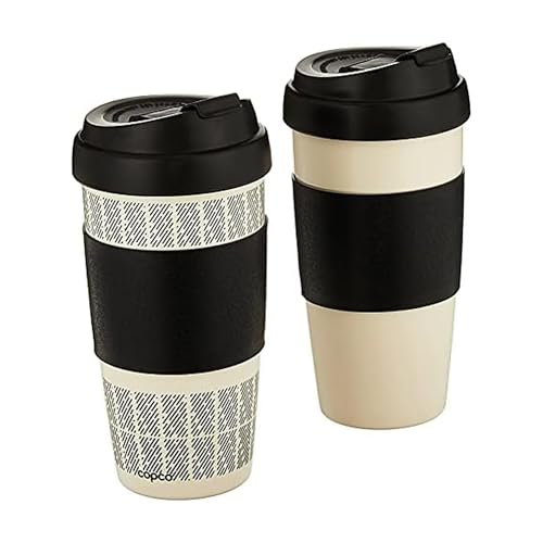 Copco 5237160 Reusable, Insulated Double Wall Travel Mugs 16-ounce White/Black , 2 Count ( Pack of 1)