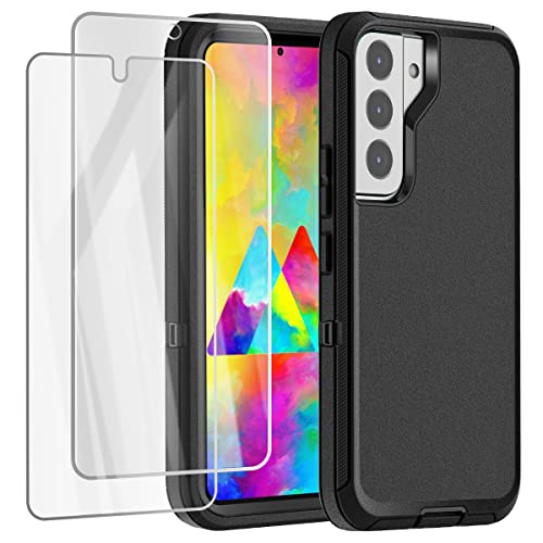 AICase for Galaxy S22 Case with Screen Protector, Heavy Duty Drop Protection Full Body Rugged Shockproof/Dust Proof 3-Layer Military Protective Tough Durable Phone Cover for Samsung Galaxy S22 (Black)
