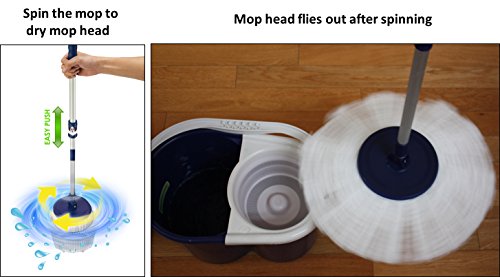 Twist and Shout Mop - Award Winning Original Hand Push Spin Mop - Life Time Warranty (2 Microfiber Mopheads Included)