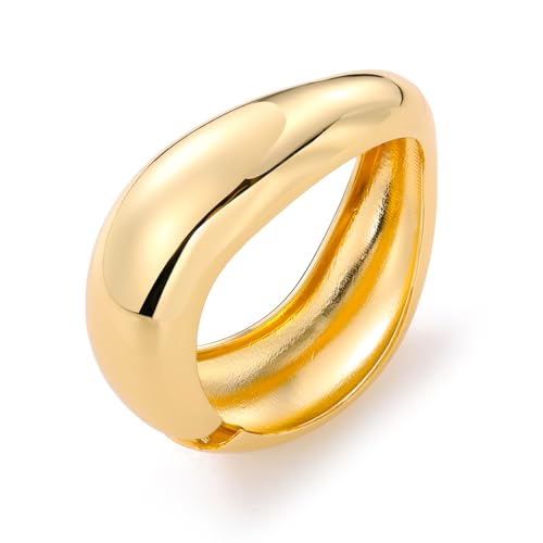 KISS WIFE Gold Bangles for Women, Trendy Minimalist Chunky Gold Bracelet, Big Thick Stackable Design, Adjustable Wrist Cuff, Jewelry Gift