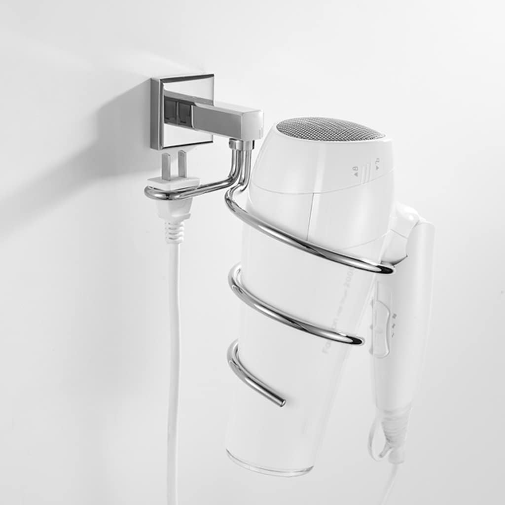 LSLYTQ Bathroom Hardware Set, Silver Full Copper Wall Mounted, Towel Ring, Tissue Rack, Hair Dryer Rack, Soap Net, Toilet Brush