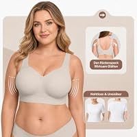 Nahtloser BH Damen Ohne Bügel V-Ausschnitt Push Up BH Große Brüste Starkem Halt Bequeme Breite Träger Jelly Bra – Ansicht 2